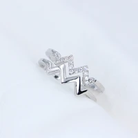 korean version of sweet inlaid zircon wave simple geometric personality double layer female open wild ring