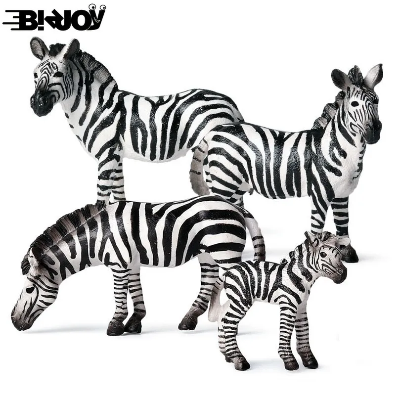 Зебра Семья модель симуляция дикой природы фигуры животных ПВХ для детей подарок