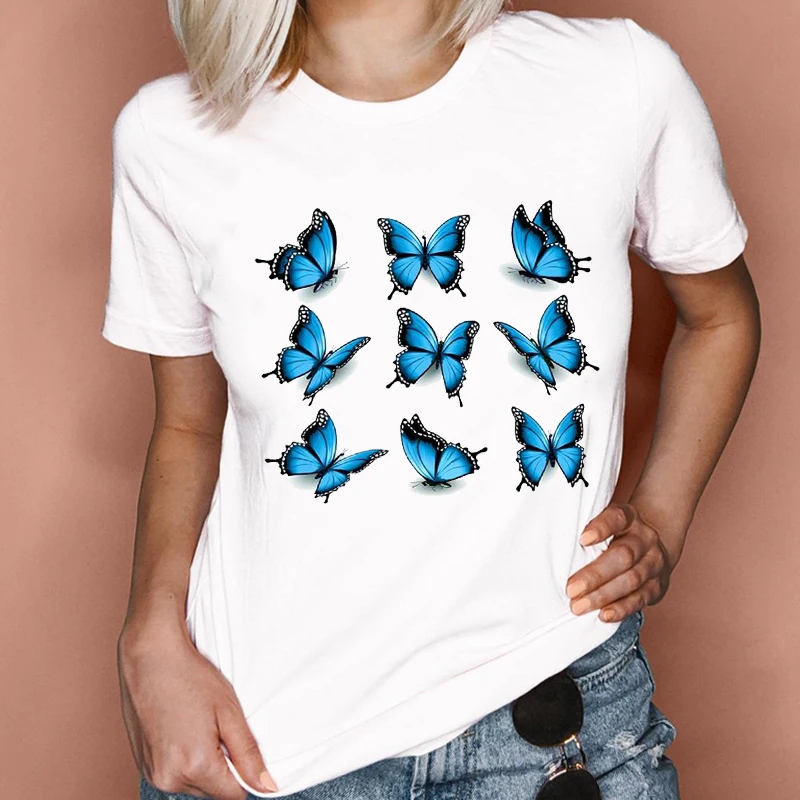 

Women Graphic 2021 New Butterfly Trend Style Fashion 90s Summer Spring Lady Clothes Tops Tees Print Female Tshirt T-Shirt