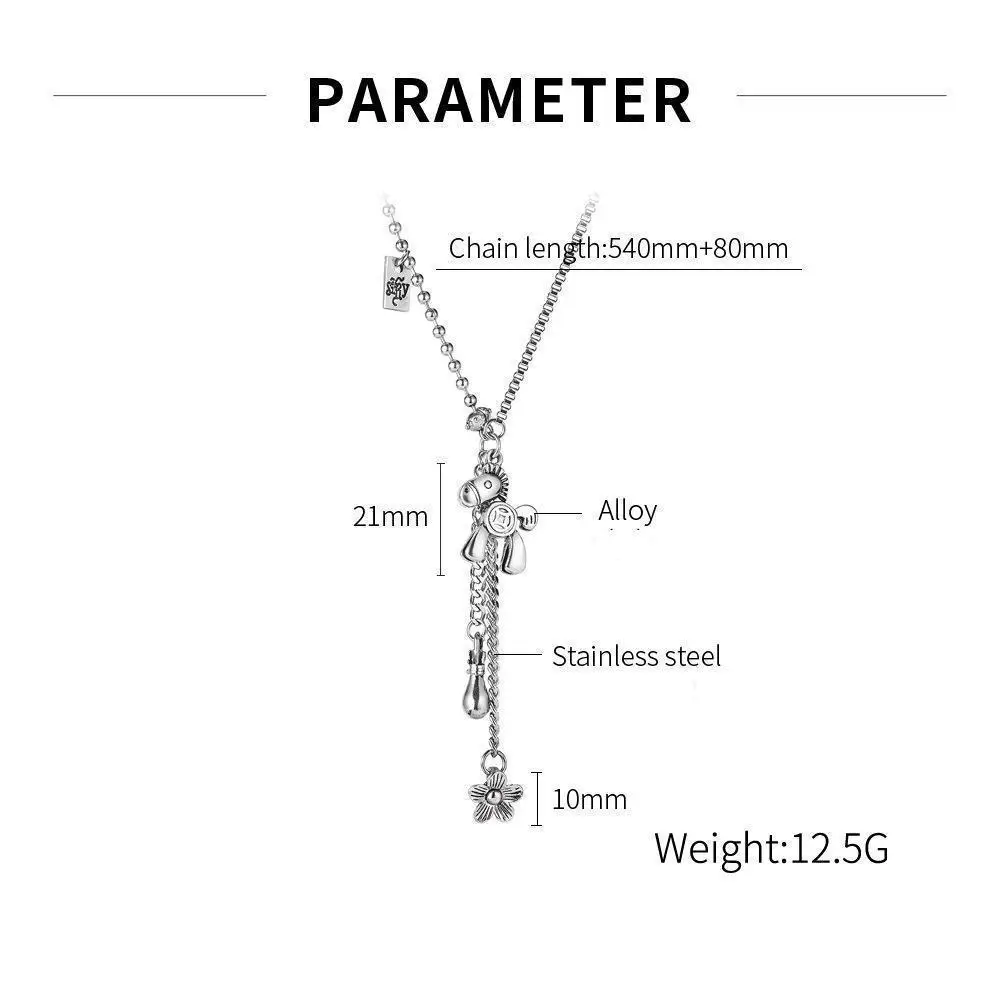 

Jewelry 2021 New Festival Gift Pendant Temperament Elegant Creative Design Tassel Pony Stainless Steel Couple Necklace For Women