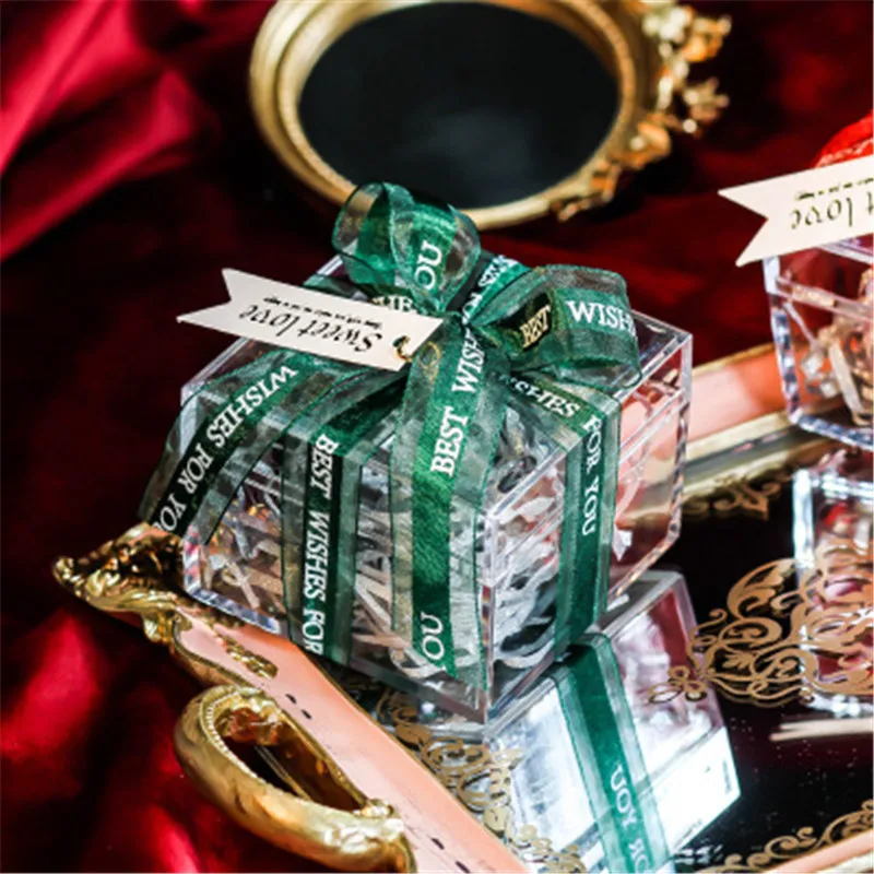 1 шт. пластиковая прозрачная коробка конфет с лентами европейские свадебные