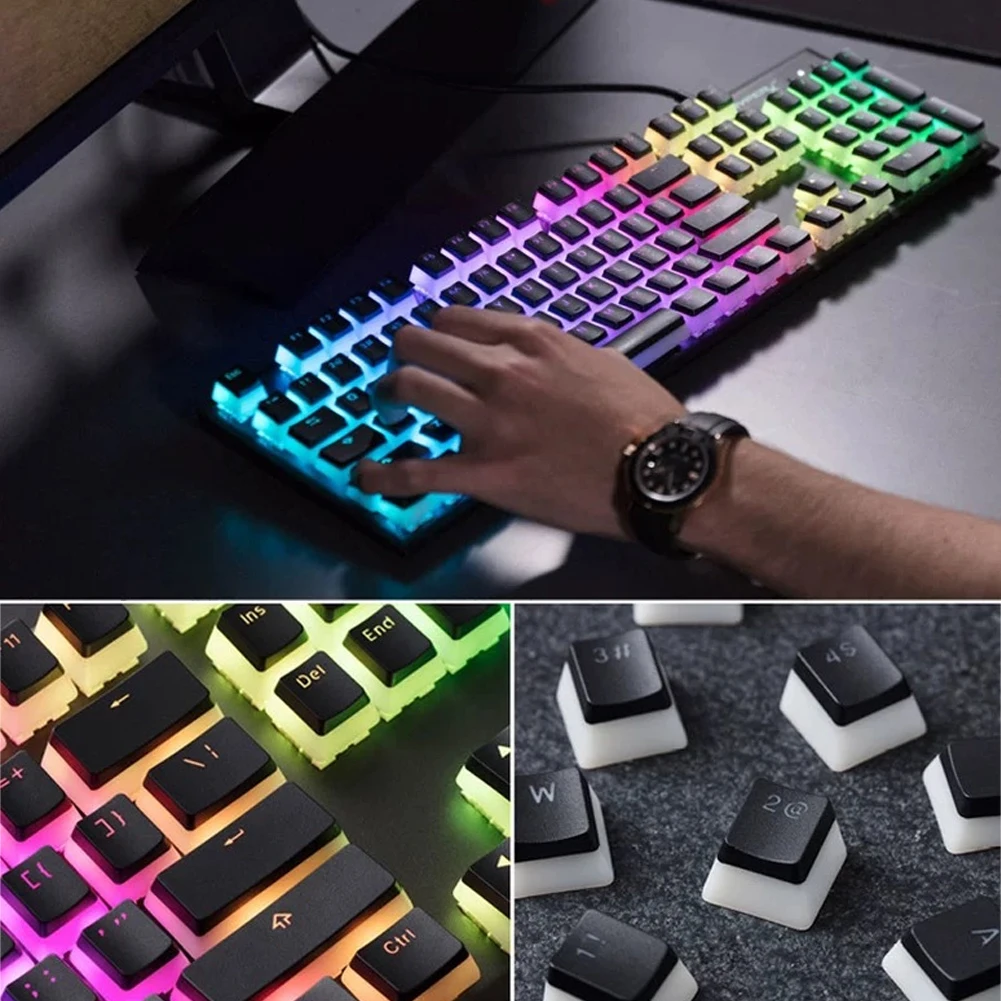 104 Key Two-tone Removal Translucent PBT Oil Proof Mechanical Keyboard Double-Skin Milk Accessory Backlight Keycap Decorative | Компьютеры