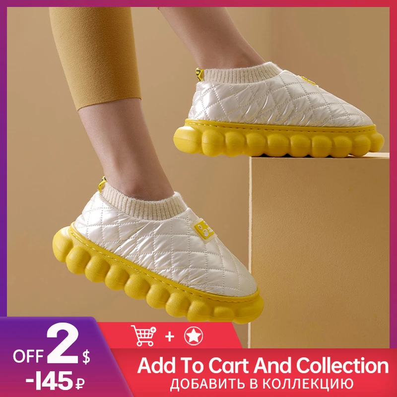 

2021 Потрясающие зимние женские тапочки, теплая Домашняя обувь на толстой подошве для мужчин, плюшевая обувь двойного назначения светильник ...