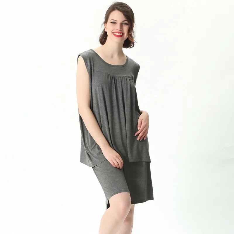 Fdfklak 2020 Summer New Women Sleeveless Pink Pajamas Set Ladies Comfort Sleepwear Loose Soft Wear 7XL Large Size Homewear