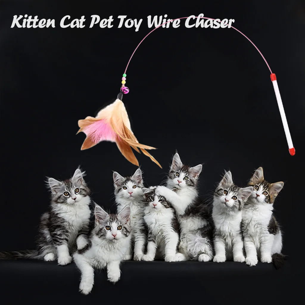 Веселая кошка перо свисающий колокольчик палочка Дразнилка игрушка для домашних