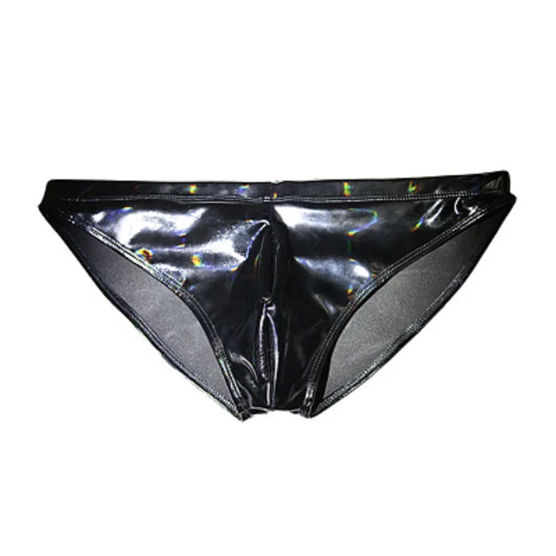 Sexy U Convex Mirror Latex Ammonia Briefs Male Dazzle Color Bright Lacquer Leather Lovers Underwear Men Faux Underpants |