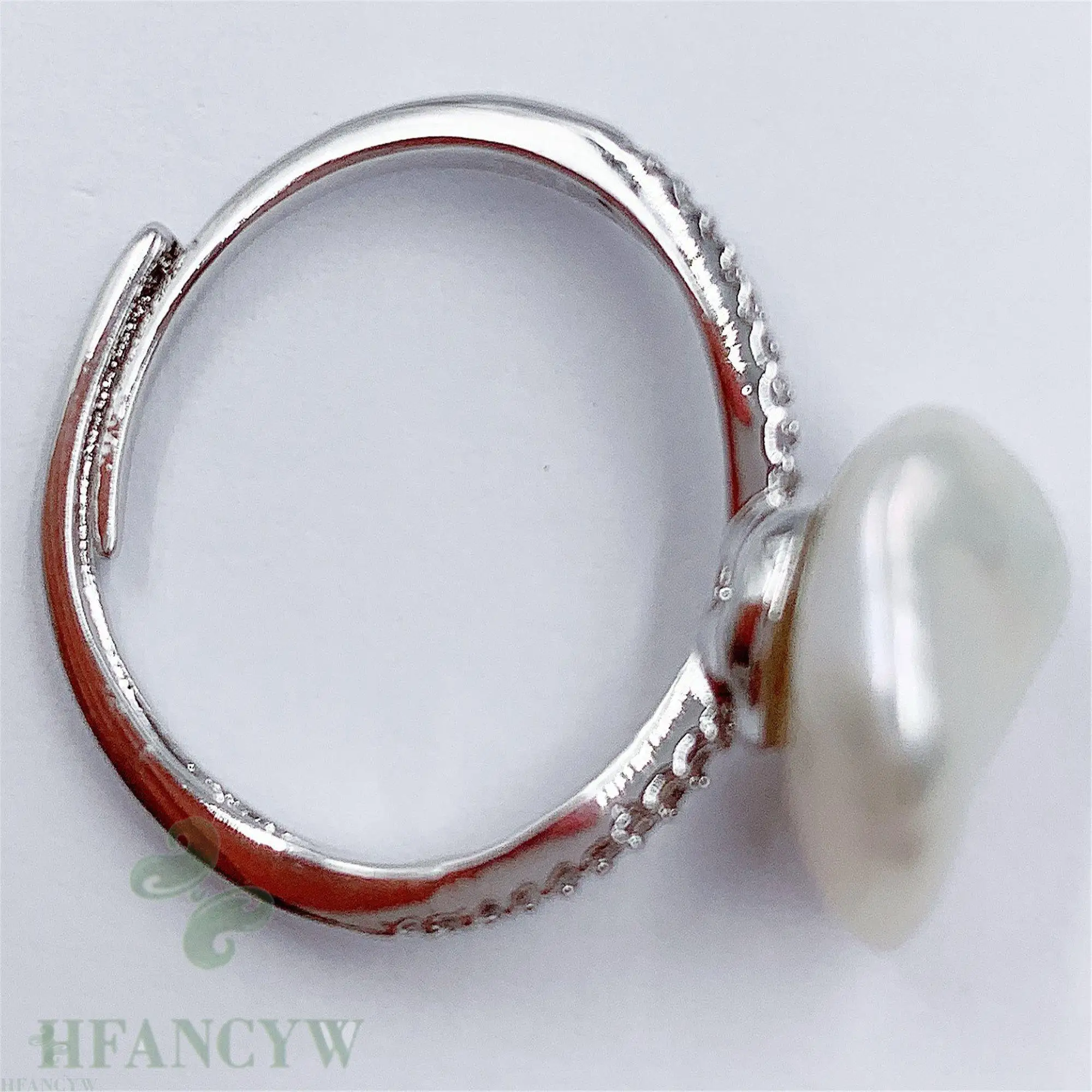 11x12 мм Белое серебряное кольцо с жемчугом в стиле барокко регулируемое