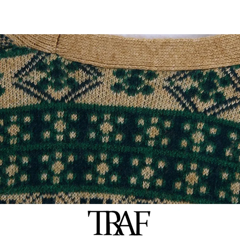 Женский жаккардовый кардиган с длинными рукавами и карманами |