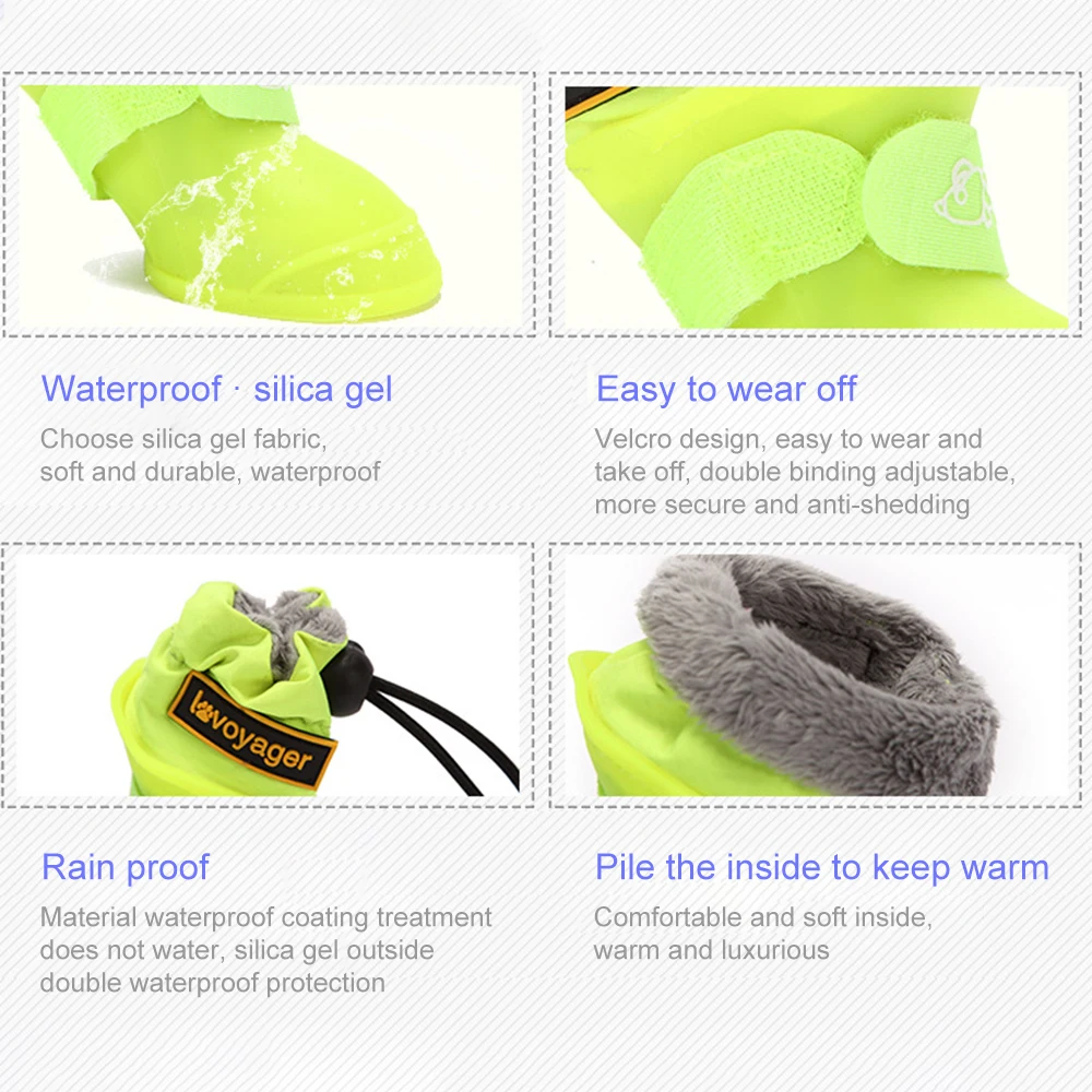 

Waterproof Dog Shoes Winter Warm Puppy Snow Boots Fleece Soft Silicone Adjustable Anti-Slip Dog Rain Boots For Small Medium Dogs