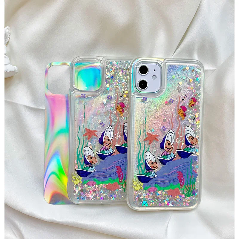 

Cute Conch Shell Glitter TPU+PC Phone Cases For iPhone 12 11Pro Max Xs 7 8 Plus Xr X SE 2020 Dynamic Liquid Quicksand Cover Case