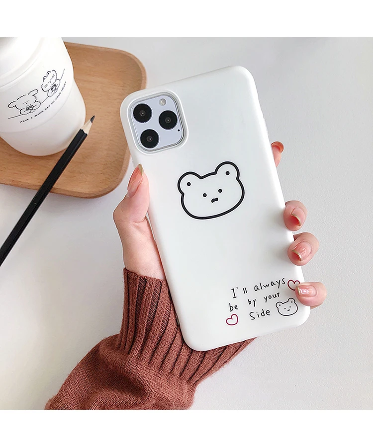 Простой Чехол для мобильного телефона с белым медведем для iPhone 11 Pro Max, силиконовый защитный чехол для iPhone X XR XS Max, мягкий чехол