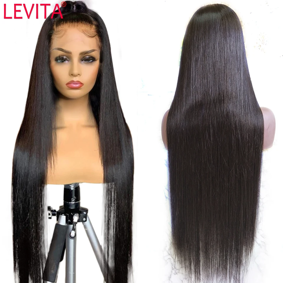 

LEVITA 30 32 34 36 Inch Lace Front Long Wig 4x4 Lace Closure Wig Brazilian Bone Straight Lace Front Human Hair Wigs For Women