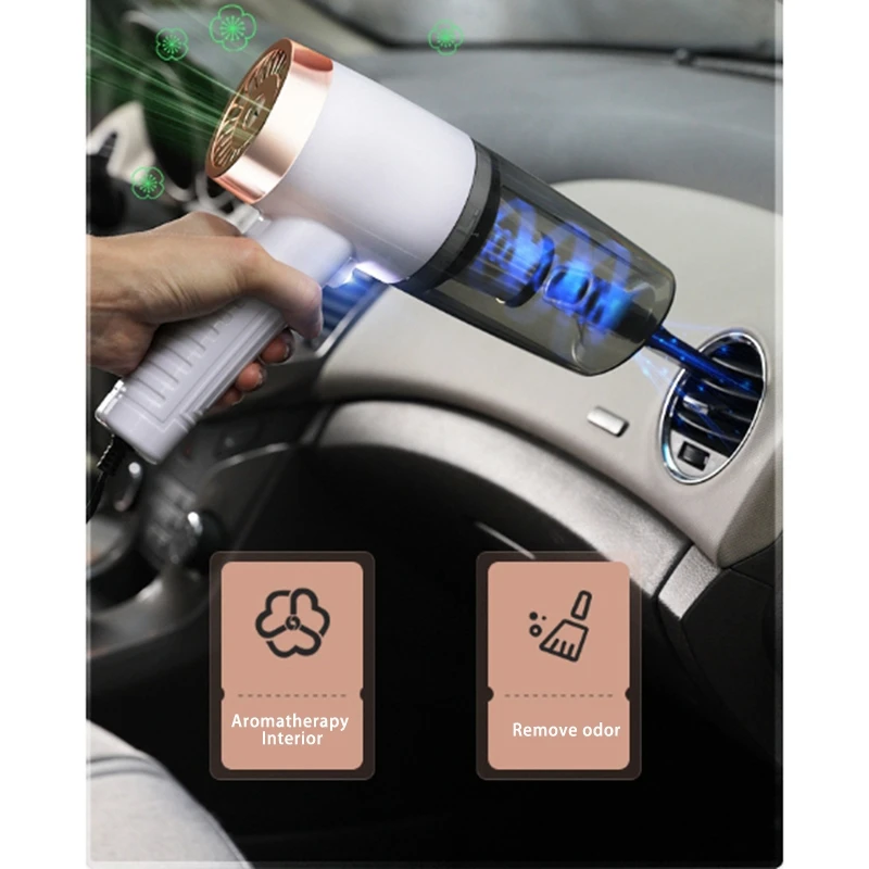 

12V Car Vacuum Cleaner 120W Wet Dry Dual Use Portable Car Vacuum Cleaner High Power 3 in 1 Aromatherapy Lamp