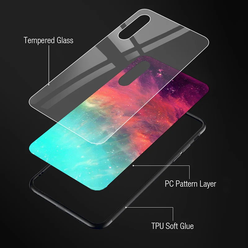 

Case for Huawei P20 P30 Pro Mate 20 Pro 10 30 Lite Case Luxury Tempered Glass Silicone Phone Cases for Huawei P Smart 2018 Cover