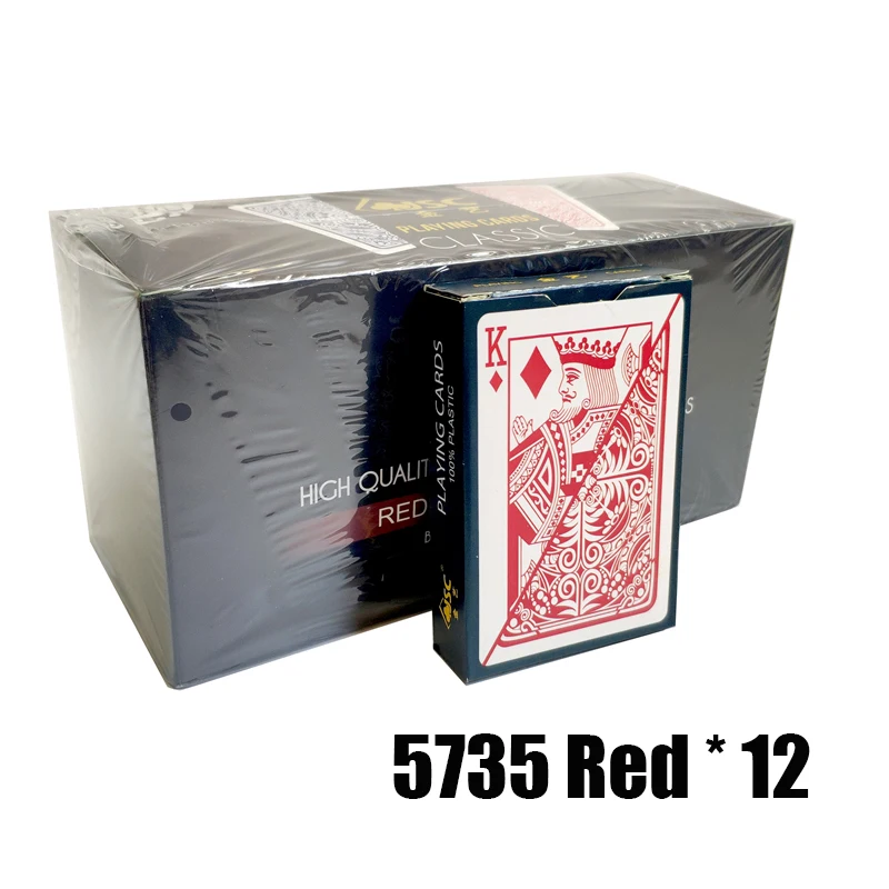 5735 Red 12 Deck 1 коробка/12 колода качество водонепроницаемый ПВХ пластиковые игральные карты набор тренд покер классические фокусы белый покер карты коробка-Упакованные - Цвет: 5735 Red 12 Deck
