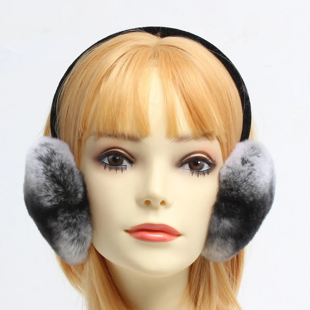 Женские меховые наушники из натурального меха кролика Рекс зимние теплые мягкие