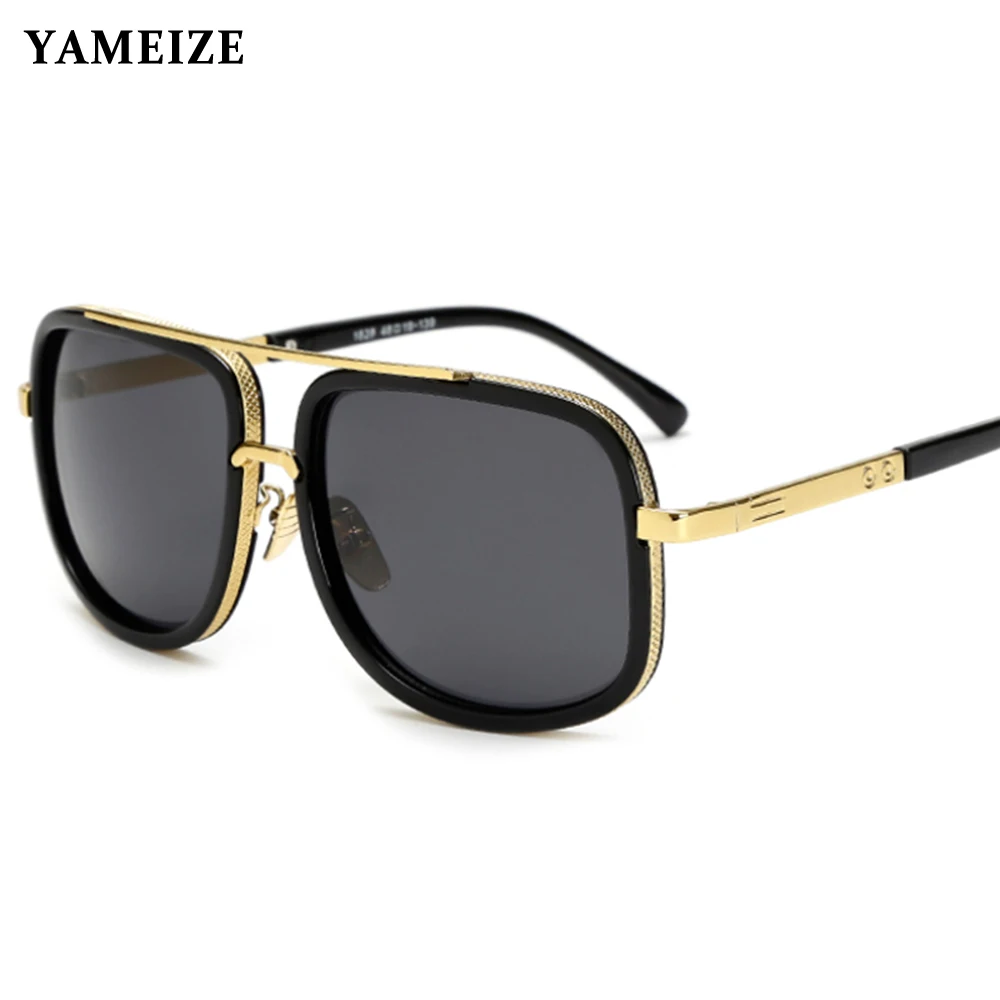YAMEIZE Classic Oversized Men Sunglasses Gold Male Female Superstar Sun Glasses Shade Mirror UV400 Driving Gafas | Аксессуары для
