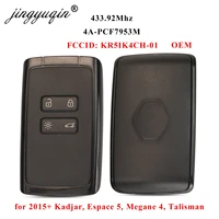 jingyuqin 433mhz 4a pcf7953 kr5ik4ch 01 smart remote car key card for renault espace 5 kadjar megane 4 talisman keylessgo h14884