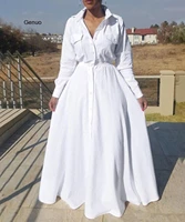 white big size long shirts dress high waist a line 2020 autumn african women maxi long dresses robe femme vestiods casual daily