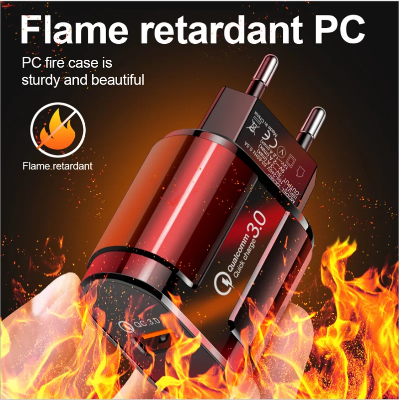 Quick Charge 3 0 Мобильный телефон зарядное устройство USB EU штекер 18 Вт QC быстрое для iPhone