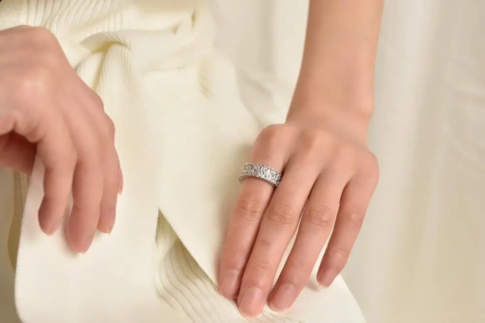 Женское кольцо с цирконом Классическая модная цепочка преувеличенное блестящее