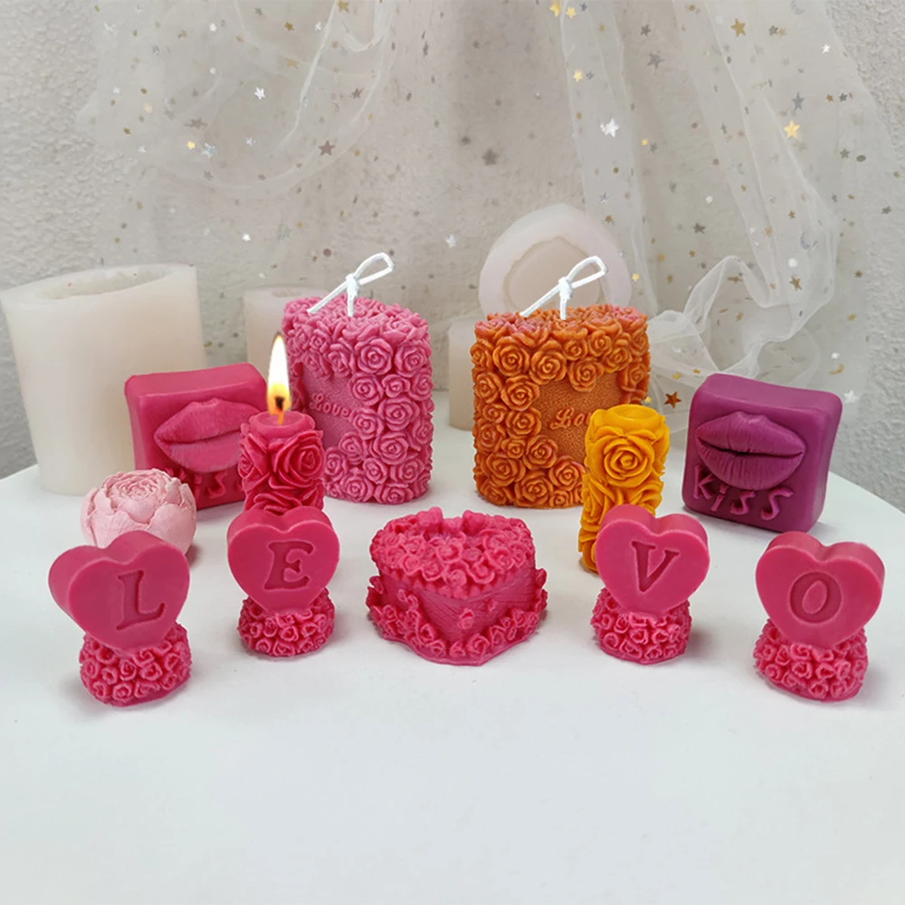 

Love Heart Red Lips Rose Style Candle Silicone Mold DIY Aromatherapy Candle Fondant Chocolate Mould Decoration Tool