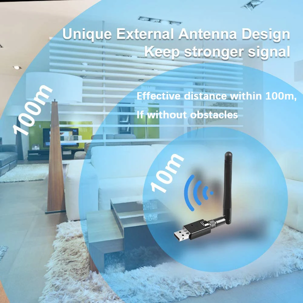 Electop USB Bluetooth 5.0 Adapter Dongle Antenna Long Range Wireless Audio Receiver Transmitter for PC Laptop Win 7 8/8.1 10 | Компьютеры