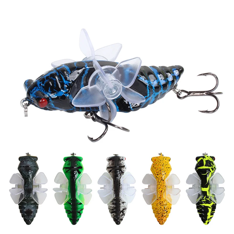 

Wokotip 1pcs 7.5cm 16g Insect Cicada Fishing Lure Crankbait Rotate Propeller Minnow Baits Floating Topwater Hard Lures
