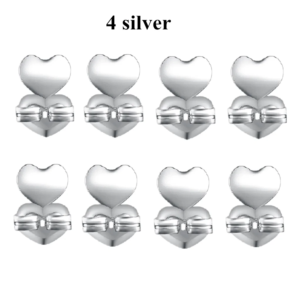 4 silver Seanuo Золотые/серебряные серьги-гвоздики с гайкой, гипоаллергенные, подходят для сережек, поддержка для женщин - Окраска металла: 4 silver