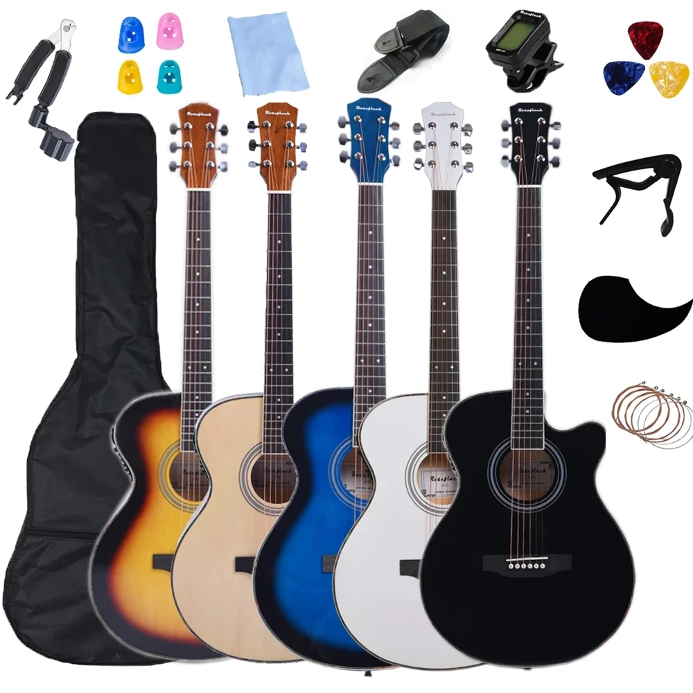 

40 inch Acoustic Electric Guitar Thin Body 6 String Guitar for Adults Beginner Kits stage performance AGT26EQ