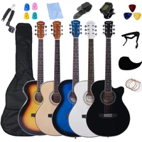 thin body electric guitar 40inch acoustic 6 string guitar 44 size folk steel strings guitar with beginner kits agt26eq