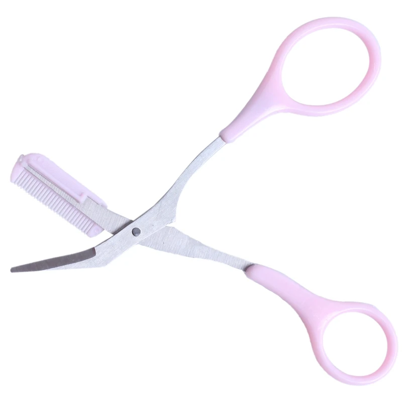 Косметический инструмент для бровей Shaping Cut Scissors w гребень розовый серебряный тон
