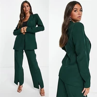 hunter green women suits wide leg pants fashion loose blazer custom made jacket 2 pieces suit set daily party prom wear