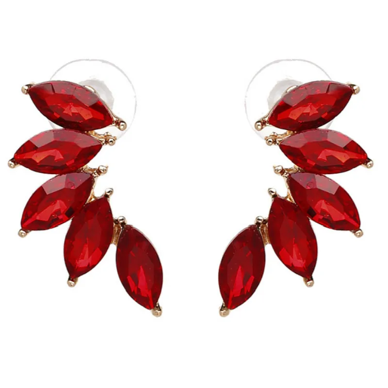 Новые женские модные серьги стразы красный/зеленый/синий/черный кристалл милые