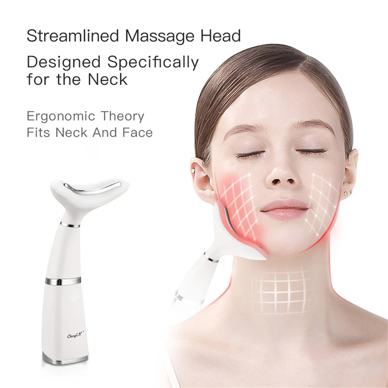 

CkeyiN LED Light Face Beauty Massager Therapy Vibration Rejuvenation Heating Shoulder Neck Relaxation Face Cleaner Skin Lift