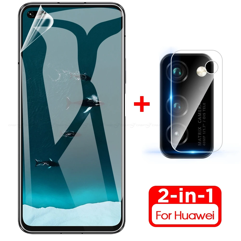 2 в 1 мягкая Гидрогелевая пленка для Huawei V30 Pro стекло объектива задней камеры +