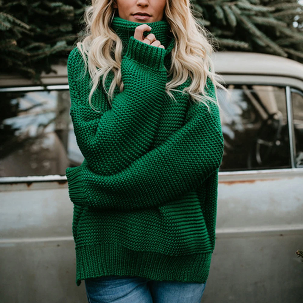 Winter Fashion Turtlenneck Sweaters Women Casual Solid Color Full Sleeve Thick Pullovers Female Plus Size Jumper Tops Knitwear | Женская