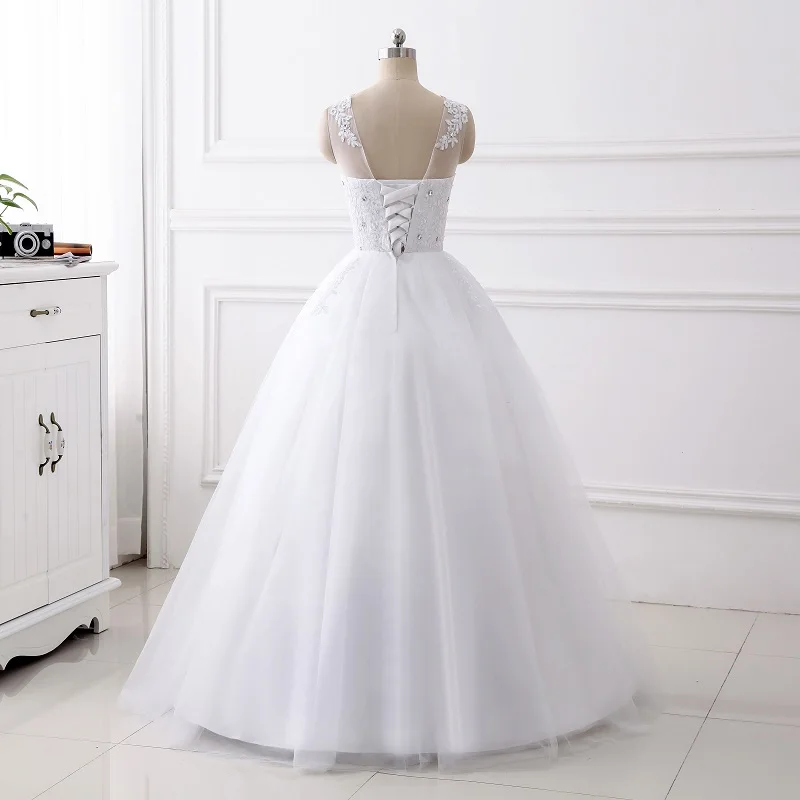 

Women's O neck sleeveless wedding dress plus size ball gown bridal dress princess wedding gown US2-US26W custom made