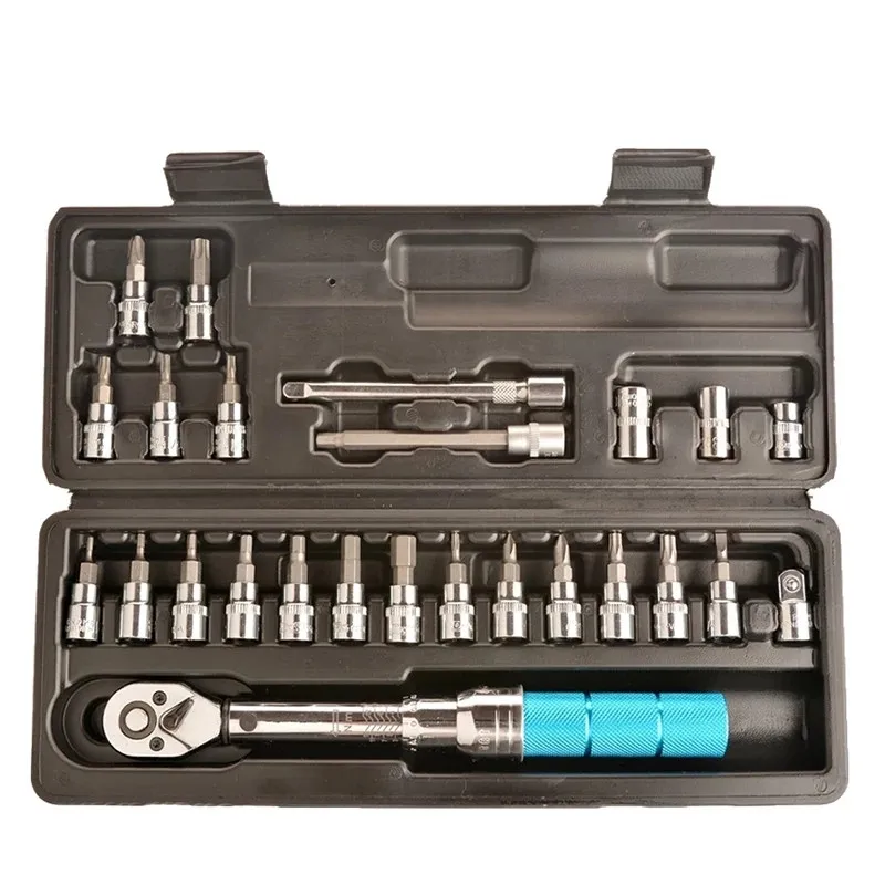 

Onnfang 1/4inch 2-14NM Adjustable Torque Wrench Bicycle Repair Tools Kit Set Tool Bike Repair Spanner Hand Tool Set
