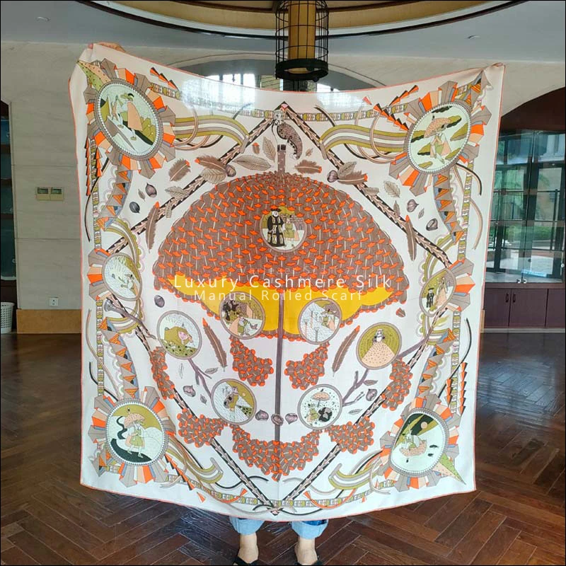 

Зимний кашемировый шелковый шарф 140, Дизайнерские шарфы, кашемировые ручная работа, Подол 140 см, женские шелковые шали