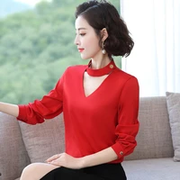 2022 new korean lady chiffon shirt female design sense of minority spring autumn long sleeve professional temperament chic top
