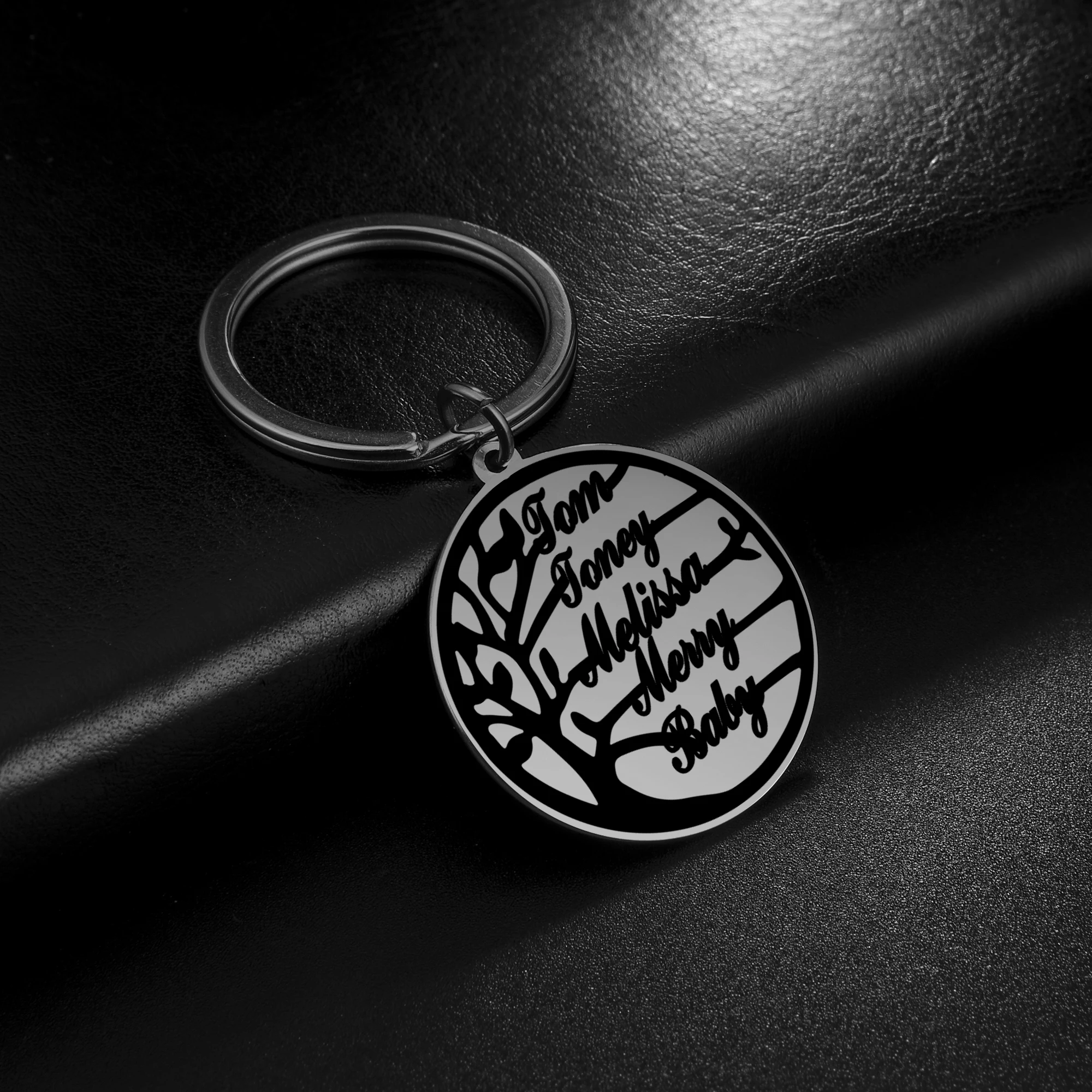 

My Shape Stainless Steel Name Custom Keychain Family Tree of Life Personalized Customized Gold Silver Color Key Chain Ring Gift
