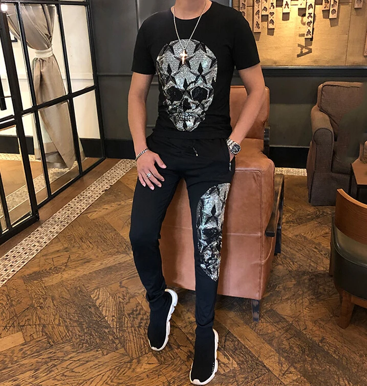 Мужской спортивный костюм облегающий из верха и брюк 2019|Мужские спортивные