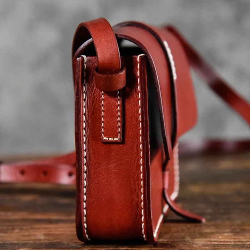 AETOO New top layer cowhide art girl shoulder bag vegetable tanned leather simple small square Japanese handmade | Багаж и сумки