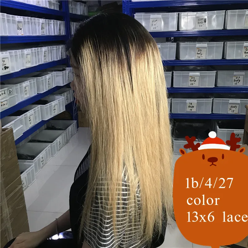 

TD 13x6 Swiss Lace Front Wig Highlihgt Color Ombre Wigs High Ratio 12”-24” Human Hair Wigs 150% Density Remy Straight Hair Wigs