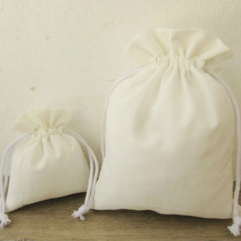 100PCS Polyester Cotton Pouch Jewelry Bags Packgaing Party Wedding Gift Reusable Sachet Drawstring Pocket Sack Custom Logo Print | Украшения