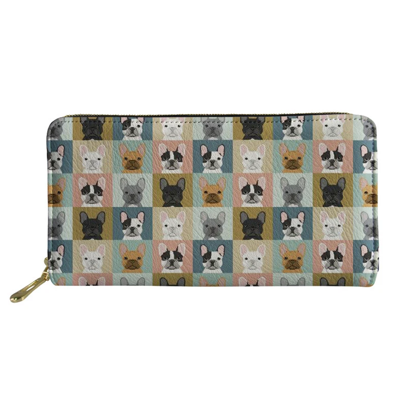 

Women Cute French Bulldog Printing Coin Pocket Ladies Cluth Wallets for Credit Card Females Long PU Leather Purse Femme