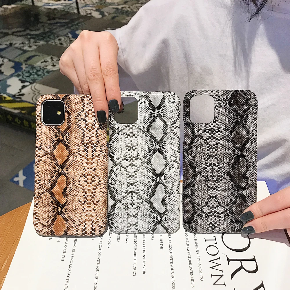 Чехол для телефона с текстурой змеиной кожи iPhone 12 11 Pro 7 8 6 plus Xr Xs Max|Бамперы| |