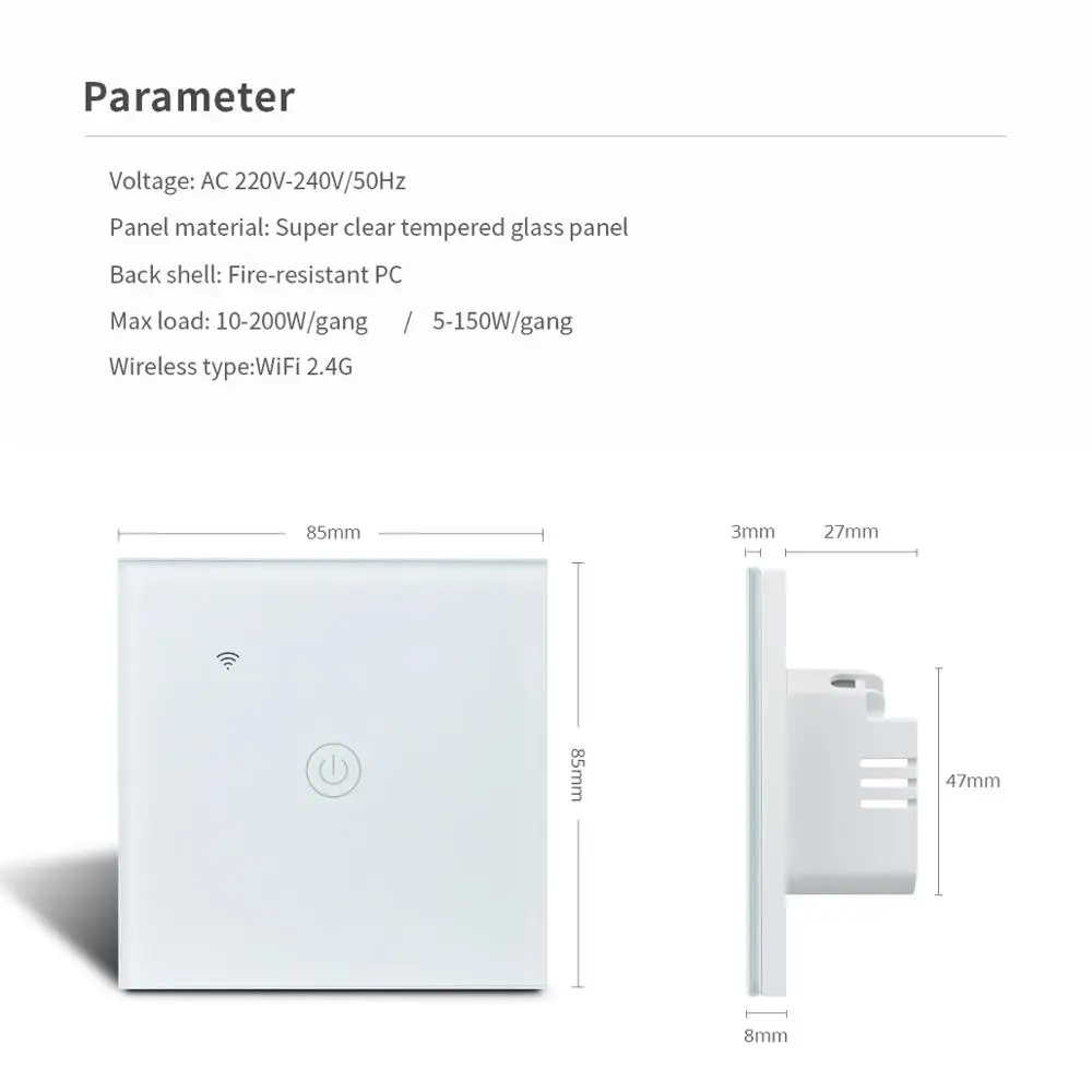 Настенный сенсорный выключатель с 1/2/3 клавишами Apple Homekit/Tuya /Ordinary Wi-Fi умный для