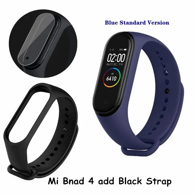 Blue add Black Xiaomi mi Band 4, умный браслет 3, Bluetooth 5,0, браслет для фитнеса, Traker AMOLED, цветной сенсорный экран, mi Band 4, спортивный, Smartband 4 - Цвет: Blue add Black